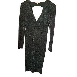 Charlotte Russe Dark Green Sparkle Long Sleeve Dress